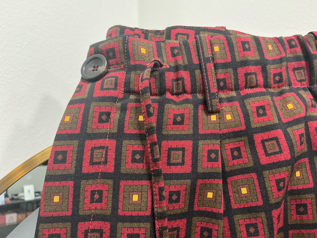 Pantalone Pierre Louis Mascia Lana Geometrico Rosso Scuro [Preloved]