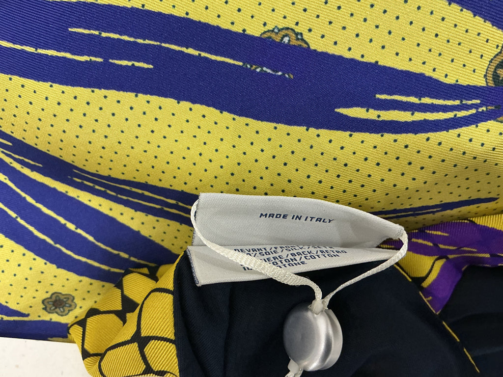 Sciarpa Pierre Louis Mascia Seta/Cotone Double-Face Blu [Preloved]