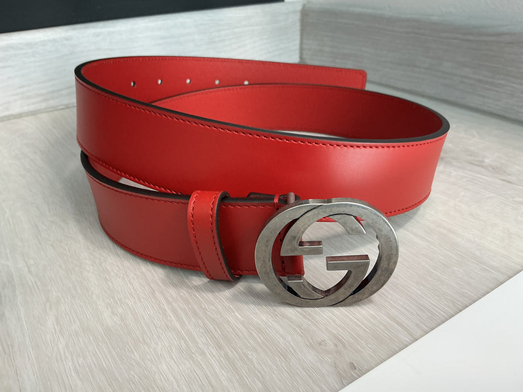 Cintura Gucci rossa in pelle