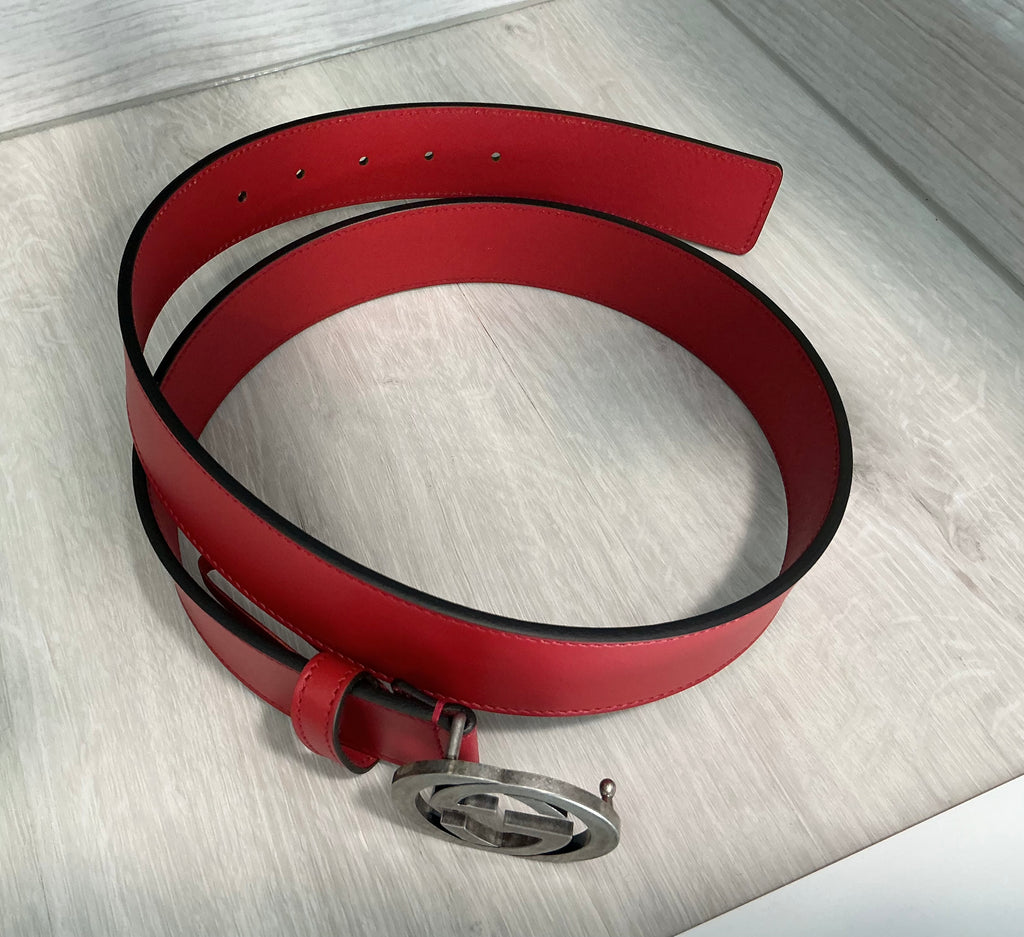 Cintura Gucci rossa in pelle