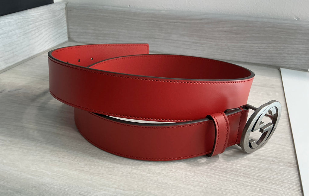 Cintura Gucci rossa in pelle