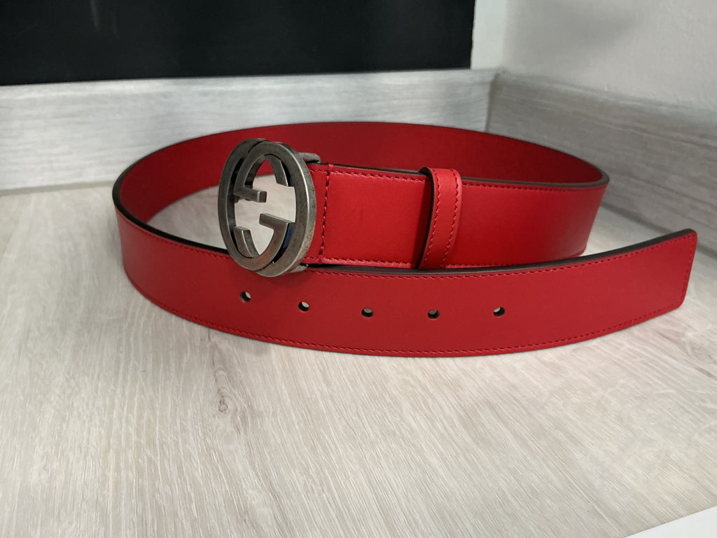 Cintura Gucci rossa in pelle