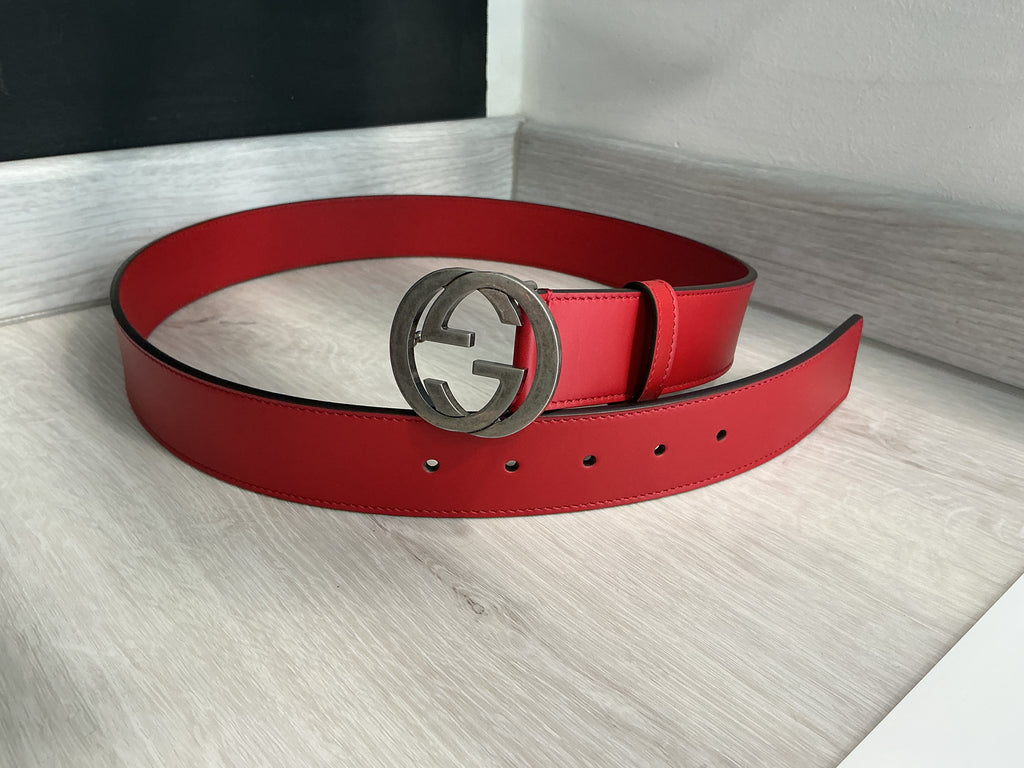 Cintura Gucci rossa in pelle