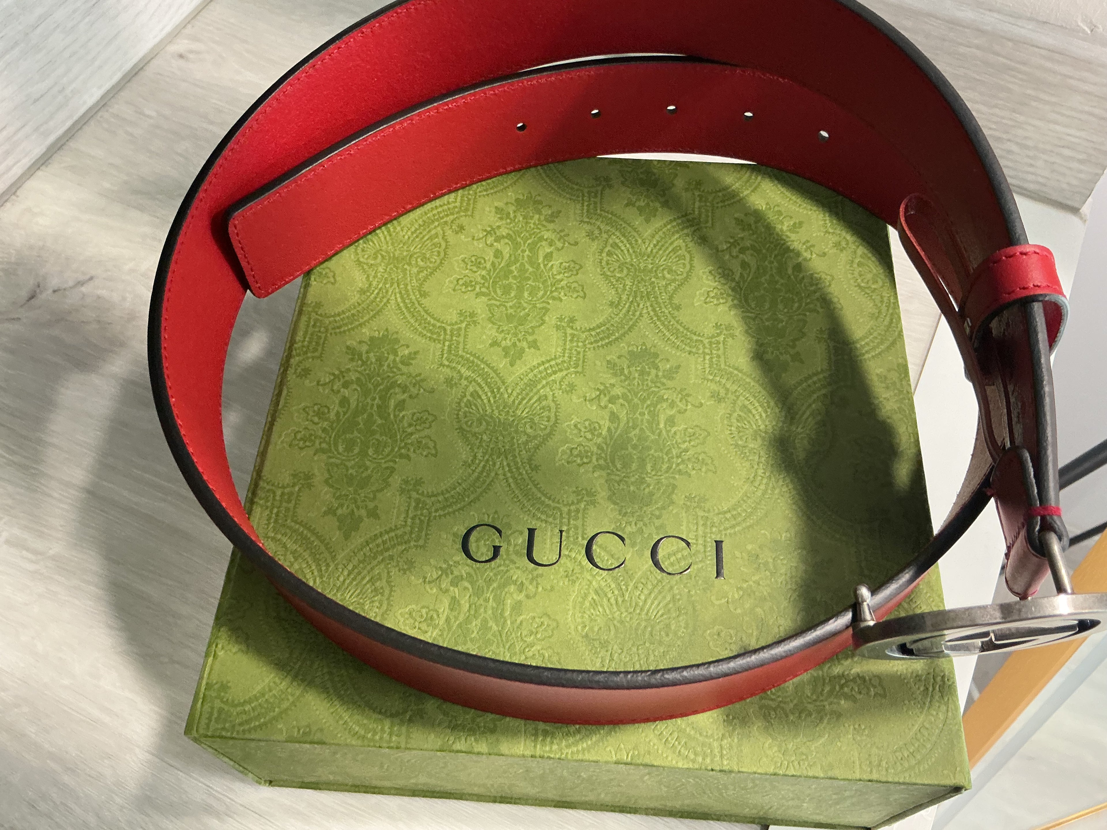Cintura Gucci rossa in pelle