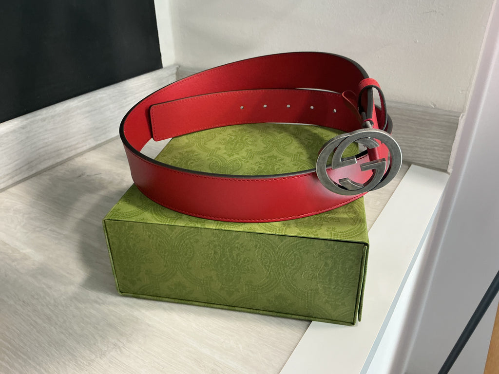 Cintura Gucci rossa in pelle