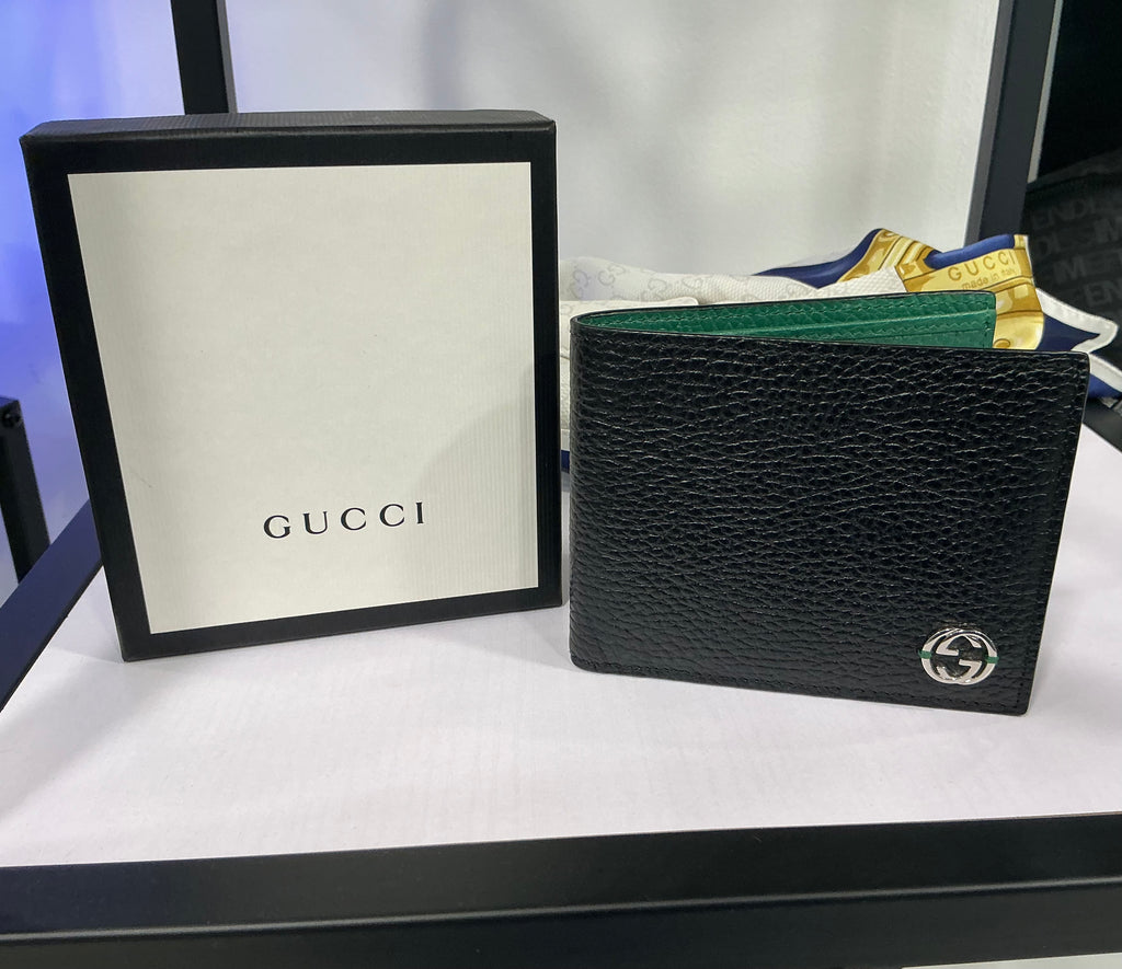 Gucci Interlocking G Portafoglio Bi-Fold – Pelle Martellata [Preloved]