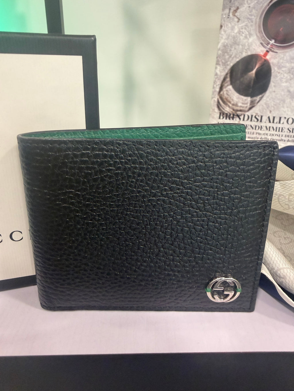Gucci Interlocking G Portafoglio Bi-Fold – Pelle Martellata [Preloved]