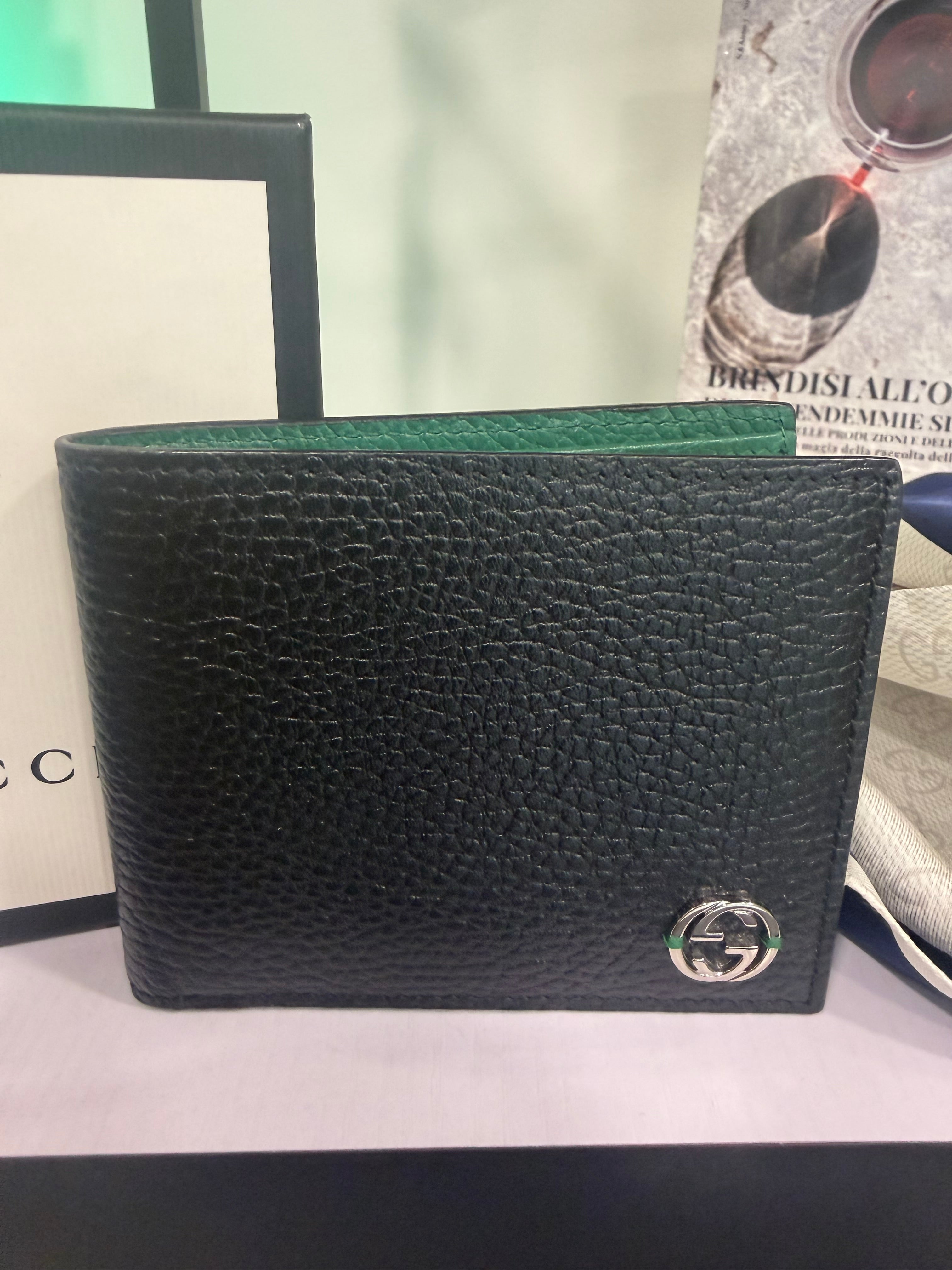 Gucci Interlocking G Portafoglio Bi-Fold – Pelle Martellata [Preloved]